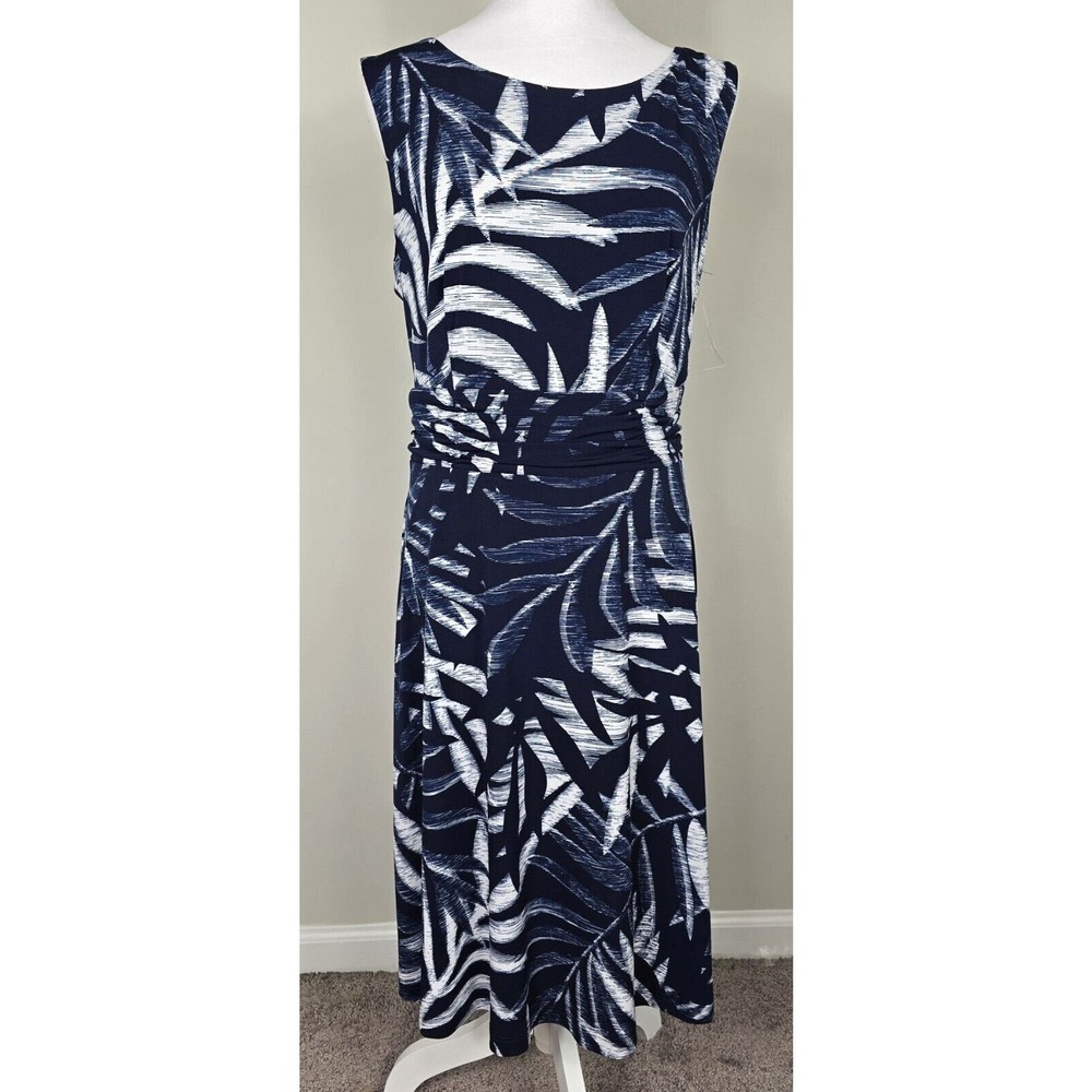 NorthStyle Navy and White Tropical Midi Dress
